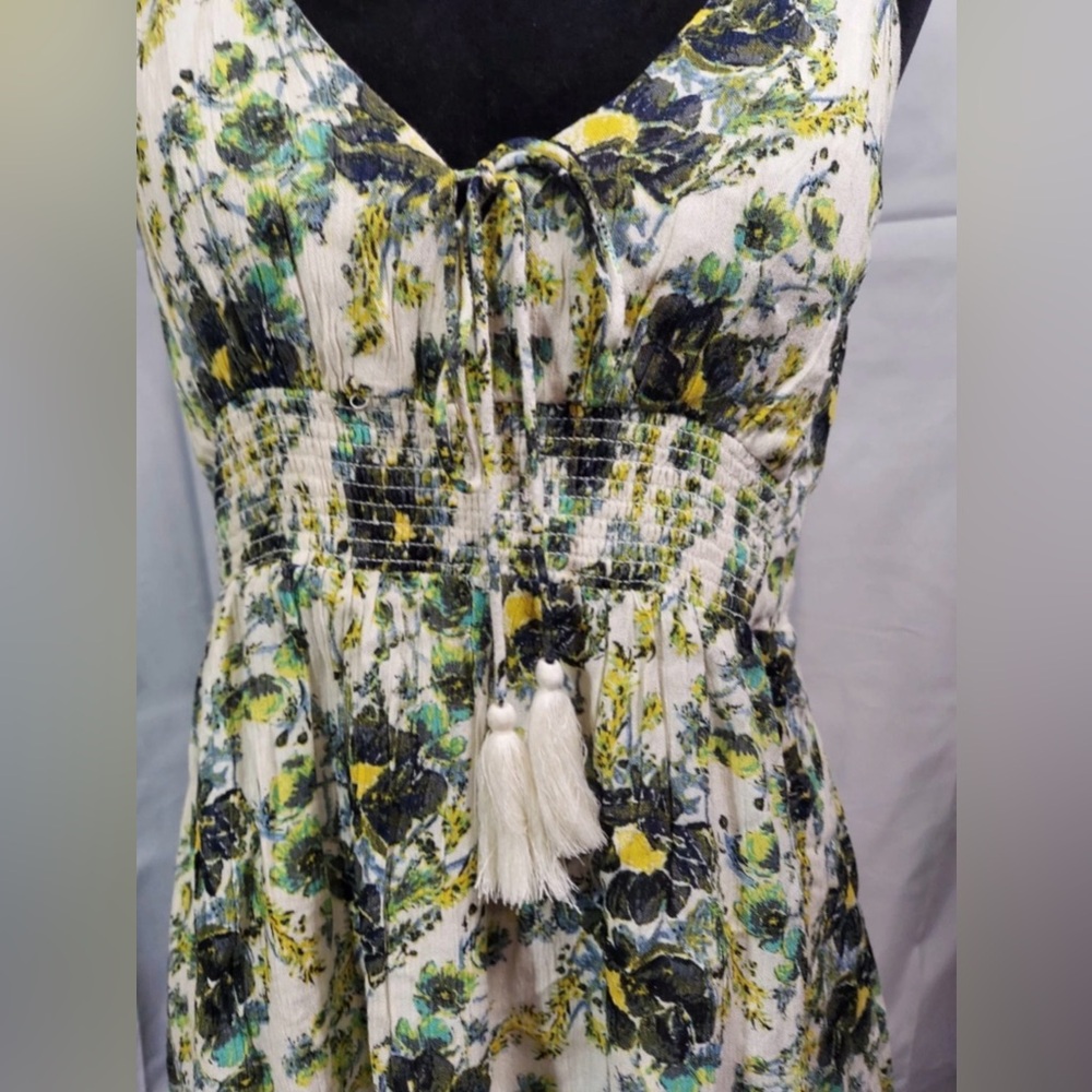 Free People Washed Ashore Printed Dress Ivory and Green Pre-loved MSRP $98 Sz S - Picture 6 of 10